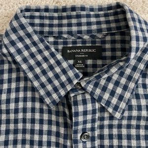 Blue and grey button up